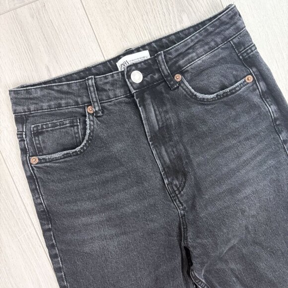 ZARA Womens High Waist Skinny Jeans Faded Black Size 6 - Picture 2 of 4